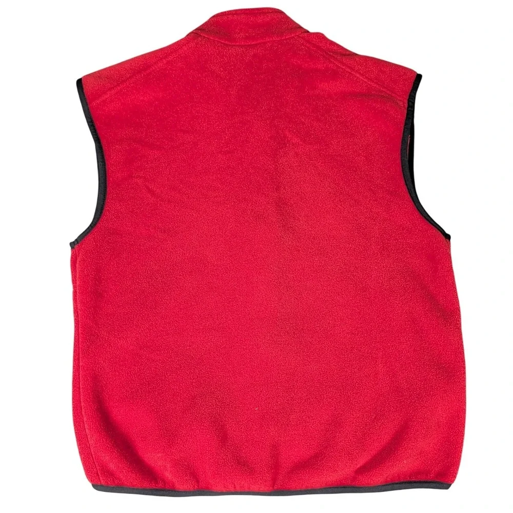 The North Face Mens Full Zip Fleece Vest Red Cream Made in USA Mock Neck M